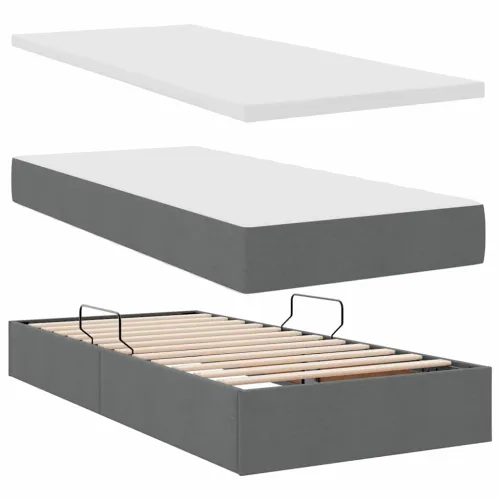 LED krevet za pohranu s madracem Tamnosiva 100 x 200 cm Tkanina - Tamnosiva 100 x 200 cm Gumbi Cijena