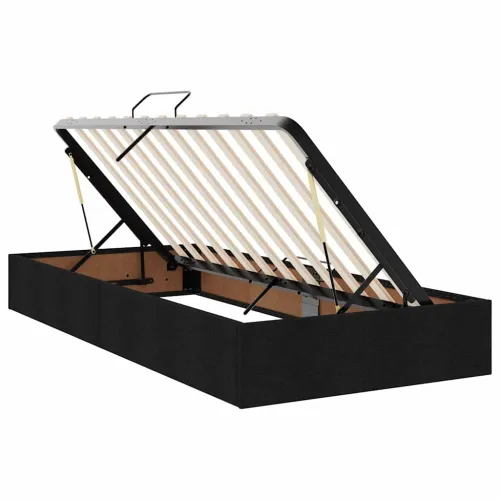 LED krevet za pohranu s madracem Crna 100 x 200 cm Tkanina - Crna 100 x 200 cm Gumbi Cijena