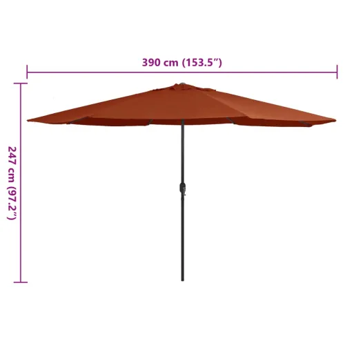Vrtni suncobran s metalnim stupom 390 cm terakota - Terakota Cijena