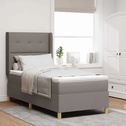 Box spring krevet Sivo-smeđa 90 x 200 cm tkanina - Sivo-smeđa 90 x 200 cm Prošiveno gumbima Cijena