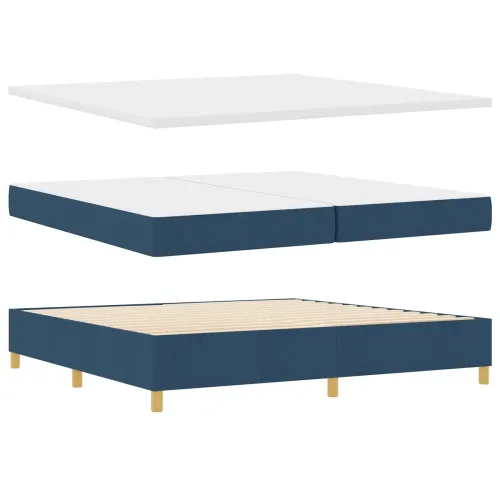 Box spring krevet s LED trakama Plava 200 x 200 cm tkanina - Plava 200 x 200 cm Dizajn s rombovima Cijena