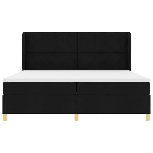 Box spring krevet s uzglavljem Crna 200 x 200 cm tkanina - Crna 200 x 200 cm Dizajn s rombovima Cijena