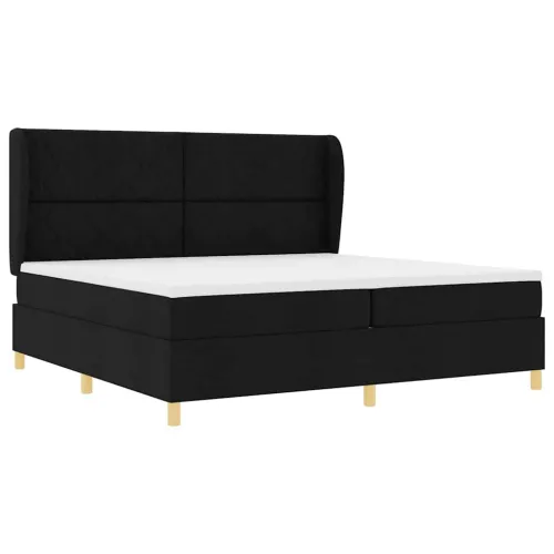 Box spring krevet s uzglavljem Crna 200 x 200 cm tkanina - Crna 200 x 200 cm Dizajn s rombovima Cijena