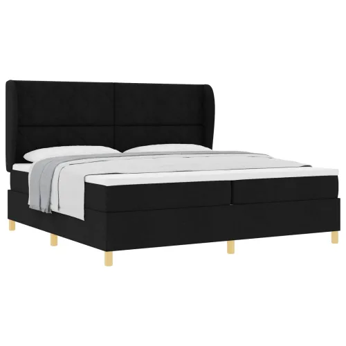 Box spring krevet s uzglavljem Crna 200 x 200 cm tkanina - Crna 200 x 200 cm Dizajn s rombovima Cijena