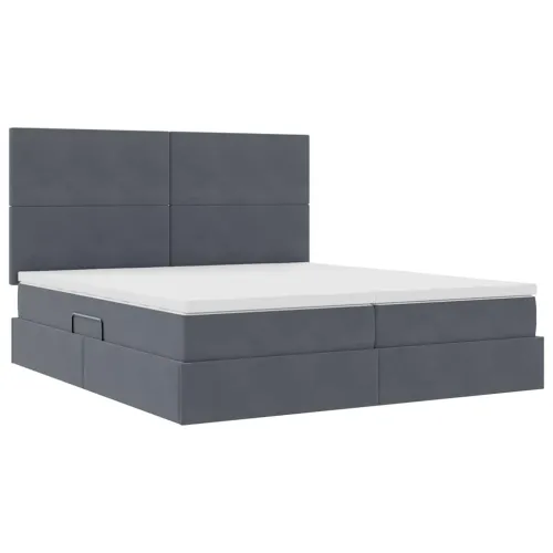 Krevet s od storage s uzglavljem Tamno siva 180 x 200 cm Baršun - Tamno siva 180 x 200 cm Gladak dizajn Cijena