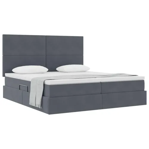 Krevet s od storage s uzglavljem Tamno siva 180 x 200 cm Baršun - Tamno siva 180 x 200 cm Gladak dizajn Cijena