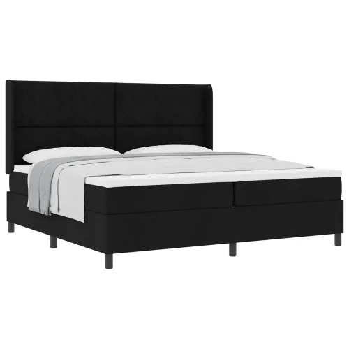 Box spring krevet s jastukom Crna 200 x 200 cm tkanina - Crna 200 x 200 cm Dizajn s rombovima Cijena