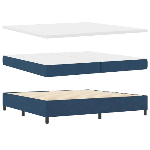 Box spring krevet s jastukom Plava 200 x 200 cm tkanina - Plava 200 x 200 cm Dizajn s rombovima Cijena
