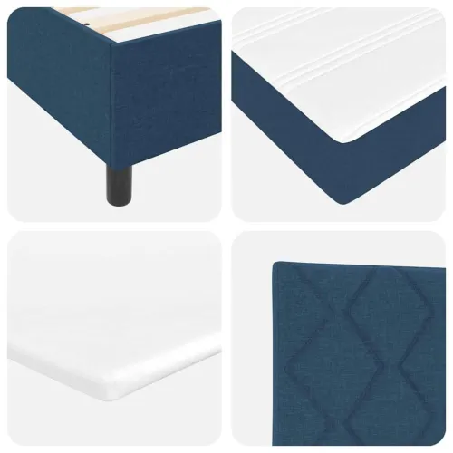 Box spring krevet s jastukom Plava 200 x 200 cm tkanina - Plava 200 x 200 cm Dizajn s rombovima Cijena