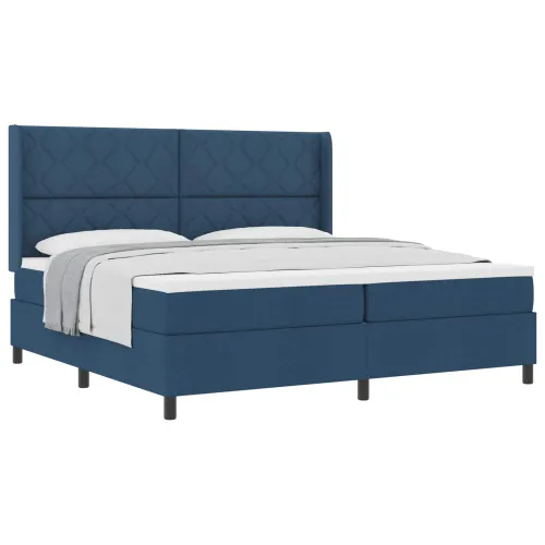 Box spring krevet s jastukom Plava 200 x 200 cm tkanina - Plava 200 x 200 cm Dizajn s rombovima Cijena