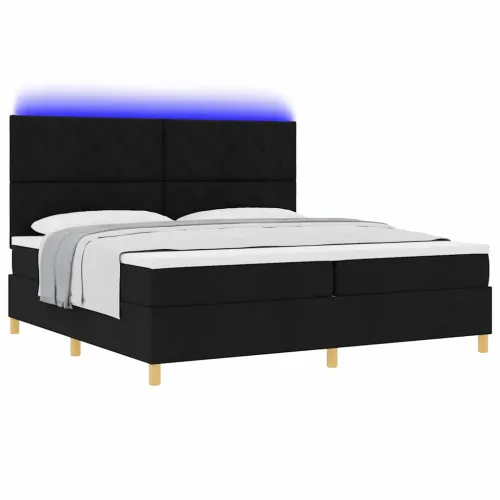 LED Box Spring Krevet s uzglavljem Crna 200 x 200 cm tkanina - Crna 200 x 200 cm Dizajn s rombovima Cijena