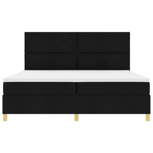 LED Box Spring Krevet s uzglavljem Crna 200 x 200 cm tkanina - Crna 200 x 200 cm Dizajn s rombovima Cijena