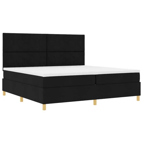 LED Box Spring Krevet s uzglavljem Crna 200 x 200 cm tkanina - Crna 200 x 200 cm Dizajn s rombovima Cijena