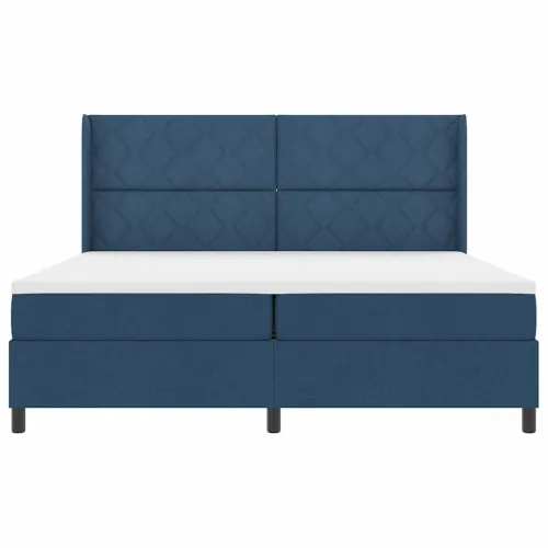 LED Box Spring Krevet s uzglavljem Plava 200 x 200 cm tkanina - Plava 200 x 200 cm Dizajn s rombovima Cijena
