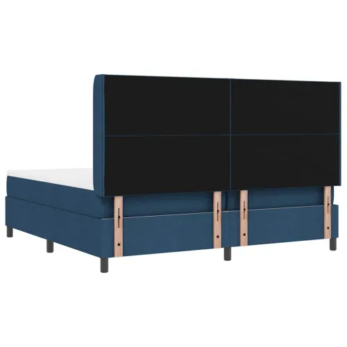 LED Box Spring Krevet s uzglavljem Plava 200 x 200 cm tkanina - Plava 200 x 200 cm Dizajn s rombovima Cijena