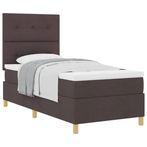 Box spring krevet Tamno smeđa 90 x 190 cm tkanina - Tamno smeđa 90 x 190 cm Prošiveno gumbima Cijena