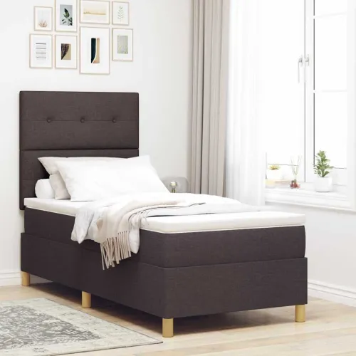 Box spring krevet Tamno smeđa 90 x 190 cm tkanina - Tamno smeđa 90 x 190 cm Prošiveno gumbima Cijena