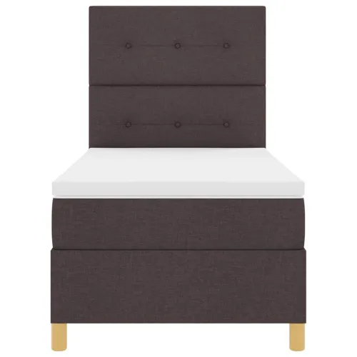 LED Box Spring Krevet Tamno smeđa 90 x 190 cm tkanina - Tamno smeđa 90 x 190 cm Prošiveno gumbima Cijena