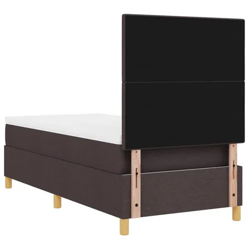 LED Box Spring Krevet Tamno smeđa 90 x 190 cm tkanina - Tamno smeđa 90 x 190 cm Prošiveno gumbima Cijena