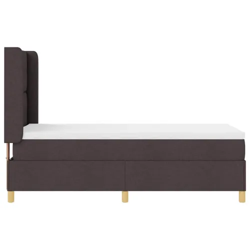 Box spring krevet s LED trakama Smeđa 90 x 190 cm tkanina - Tamno smeđa 90 x 190 cm Prošiveno gumbima Cijena