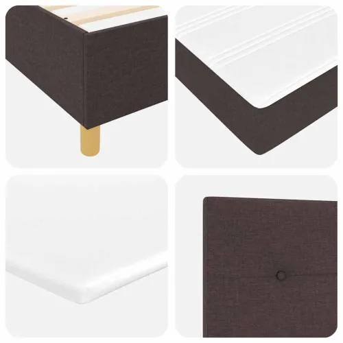 Box spring krevet s LED trakama Smeđa 90 x 190 cm tkanina - Tamno smeđa 90 x 190 cm Prošiveno gumbima Cijena