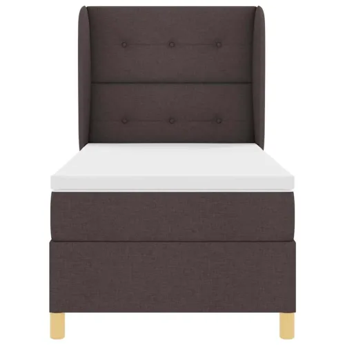 Box spring krevet Tamno smeđa 190 x 90 cm tkanina - Tamno smeđa 90 x 190 cm Prošiveno gumbima Cijena