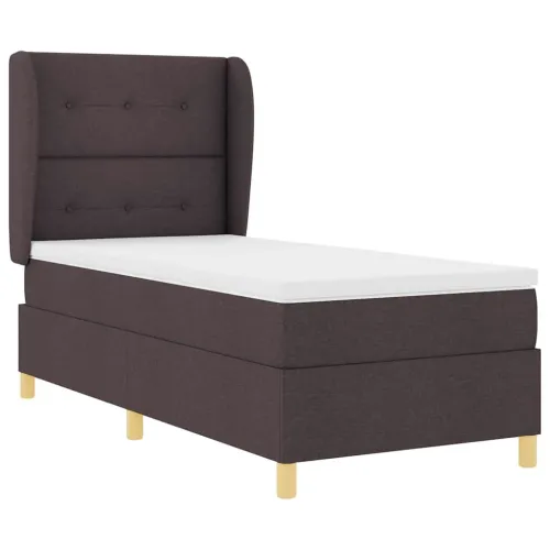 Box spring krevet Tamno smeđa 190 x 90 cm tkanina - Tamno smeđa 90 x 190 cm Prošiveno gumbima Cijena