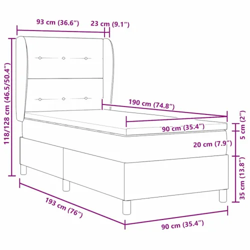 Box spring krevet Tamno smeđa 190 x 90 cm tkanina - Tamno smeđa 90 x 190 cm Prošiveno gumbima Cijena