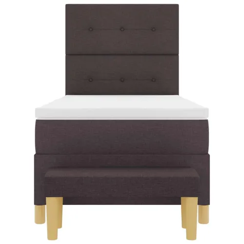 Box spring krevet Tamno smeđa 190 x 90 cm tkanina - Tamno smeđa 90 x 190 cm Prošiveno gumbima Cijena