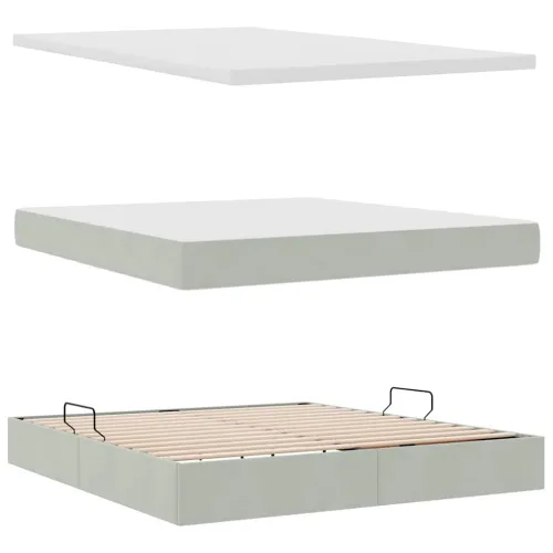 Krevet s madracem i skladištem Svijetlo siva 160 x 200 cm - Svjetlosiva 160 x 200 cm Dizajn s jastučićima Cijena