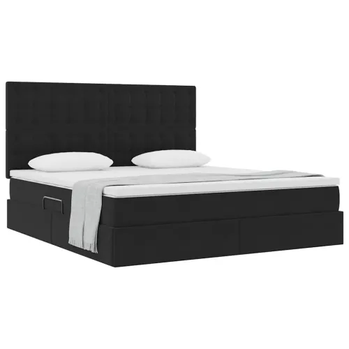 Krevet s madracem i skladištem Crna 160 x 200 cm Baršun - Crna 160 x 200 cm Gumbi Cijena