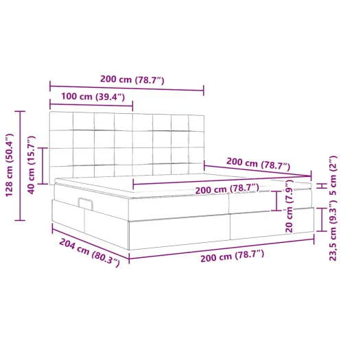 LED krevet za pohranu s madracem Tamno plava 200 x 200 cm - Tamno plava 200 x 200 cm Blok sa kvadratićima Cijena