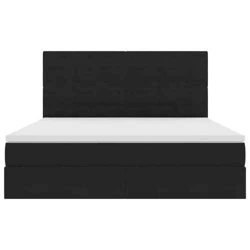 LED krevet za pohranu s madracem Crna 160 x 200 cm Baršun - Crna 160 x 200 cm Gumbi Cijena