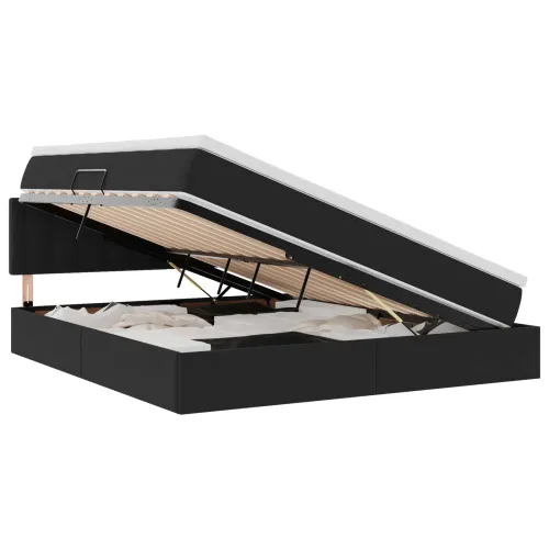 Krevet s od storage s uzglavljem Crna 160 x 200 cm Baršun - Crna 160 x 200 cm Gumbi Cijena