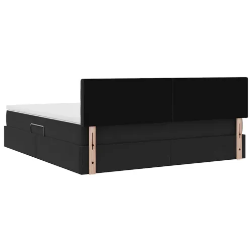 Krevet s od storage s uzglavljem Crna 160 x 200 cm Baršun - Crna 160 x 200 cm Gumbi Cijena