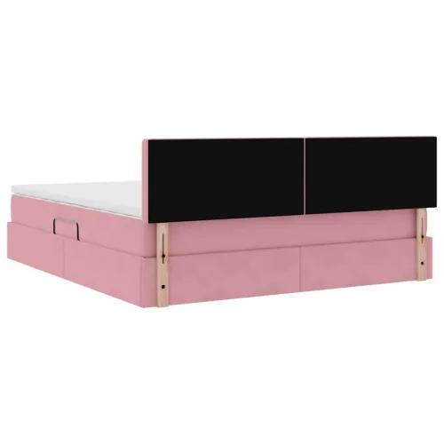 Krevet s od storage s uzglavljem Ružičasta 180 x 200 cm Baršun - Ružičasta 180 x 200 cm Gumbi Cijena