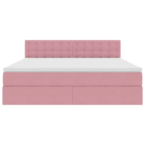 Krevet s od storage s uzglavljem Ružičasta 180 x 200 cm Baršun - Ružičasta 180 x 200 cm Gumbi Cijena