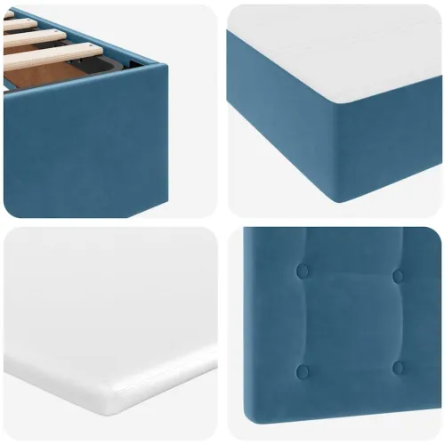 Krevet s od storage Tamno plava 200 x 200 cm Baršun - Tamno plava 200 x 200 cm Gumbi Cijena