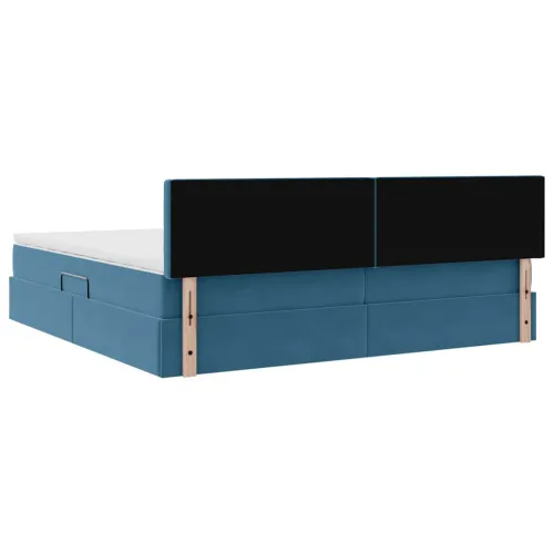 Krevet s od storage Tamno plava 200 x 200 cm Baršun - Tamno plava 200 x 200 cm Gumbi Cijena