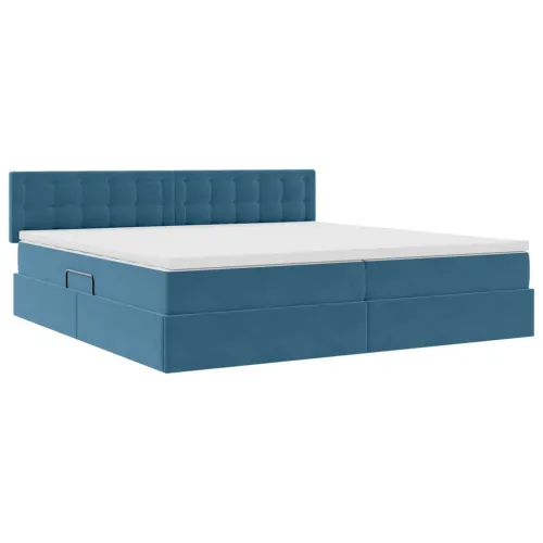 Krevet s od storage Tamno plava 200 x 200 cm Baršun - Tamno plava 200 x 200 cm Gumbi Cijena