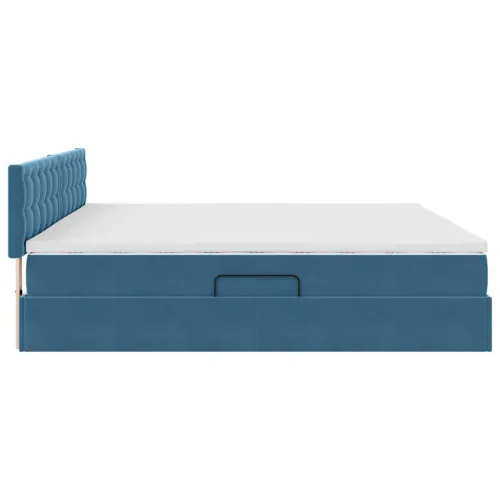 Krevet s od storage Tamno plava 200 x 200 cm Baršun - Tamno plava 200 x 200 cm Gumbi Cijena