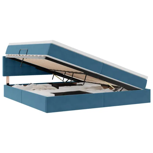 Krevet s od storage Tamno plava 200 x 200 cm Baršun - Tamno plava 200 x 200 cm Gumbi Cijena