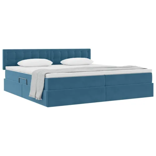 Krevet s od storage Tamno plava 200 x 200 cm Baršun - Tamno plava 200 x 200 cm Gumbi Cijena