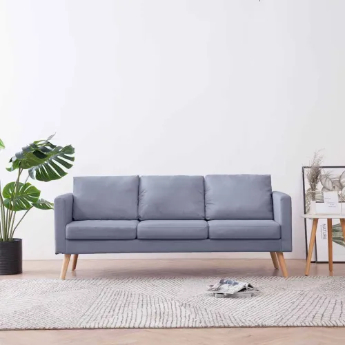 Sofa Trosjed od Tkanine Svijetlo Sivi  - Svjetlosiva 1 Trosjedi Svjetlosiva Cijena