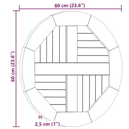 Stolna ploča od masivne tikovine okrugla 2,5 cm 60 cm - 60 x 60 cm Okruglo Cijena