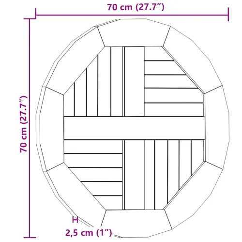 Stolna ploča od masivne tikovine okrugla 2,5 cm 70 cm - 70 x 70 cm Okruglo Cijena