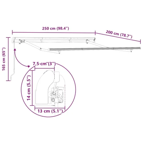 Povlačiva tenda Antracit 250 x 200 cm tkanina - Antracit (antracitni okvir) 2,5 x 2 m Ručna Cijena