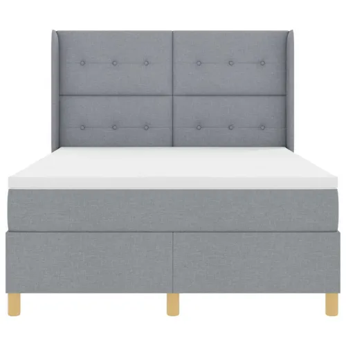 Box spring krevet Svijetlo siva 160 x 200 cm tkanina - Svjetlosiva 160 x 200 cm Prošiveno gumbima Cijena