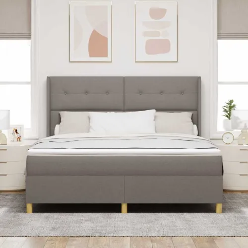 Box spring krevet Sivo-smeđa 180 x 200 cm tkanina - Sivo-smeđa 180 x 200 cm Prošiveno gumbima Cijena