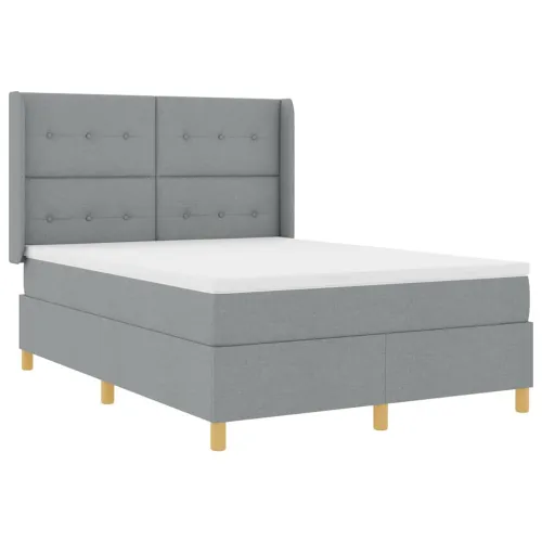 Box spring krevet Svijetlo siva 160 x 200 cm tkanina - Svjetlosiva 160 x 200 cm Prošiveno gumbima Cijena
